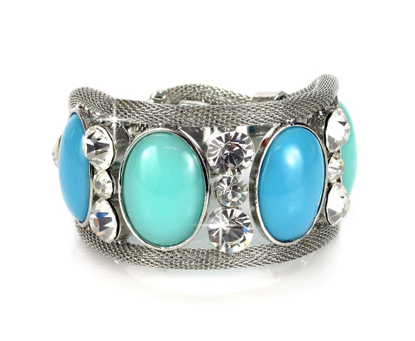 Silver Glitter and Rhinestone Cuff Bracelet